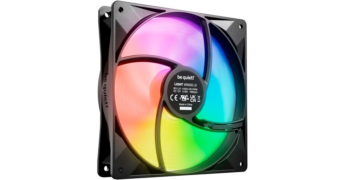 be quiet!Light Wings LX PWM high-speed RGB case fans  (Zwart, 3 stuks, 140 x 140 x 25 mm)