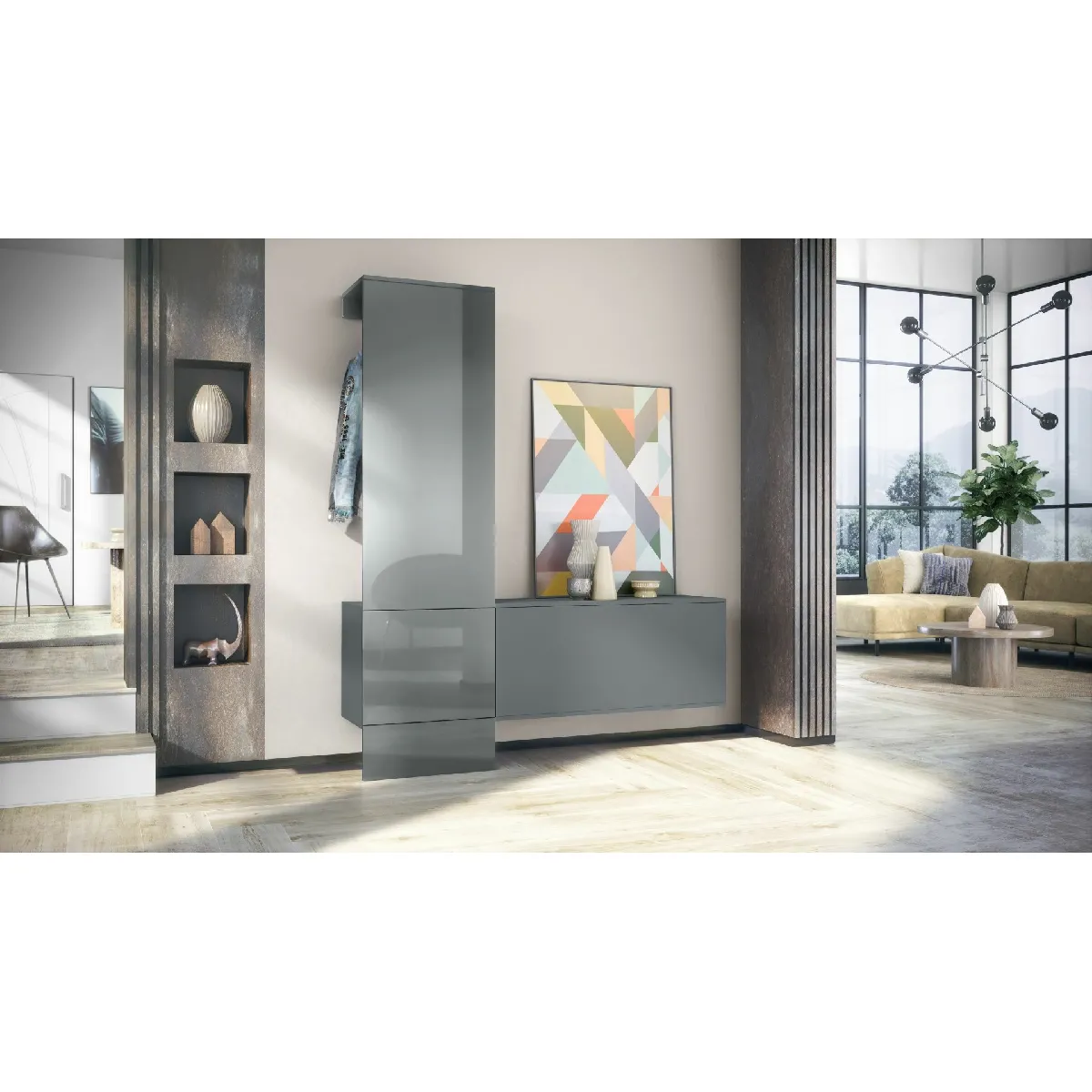 MPC Vestiaire Gris et Gris Laqué