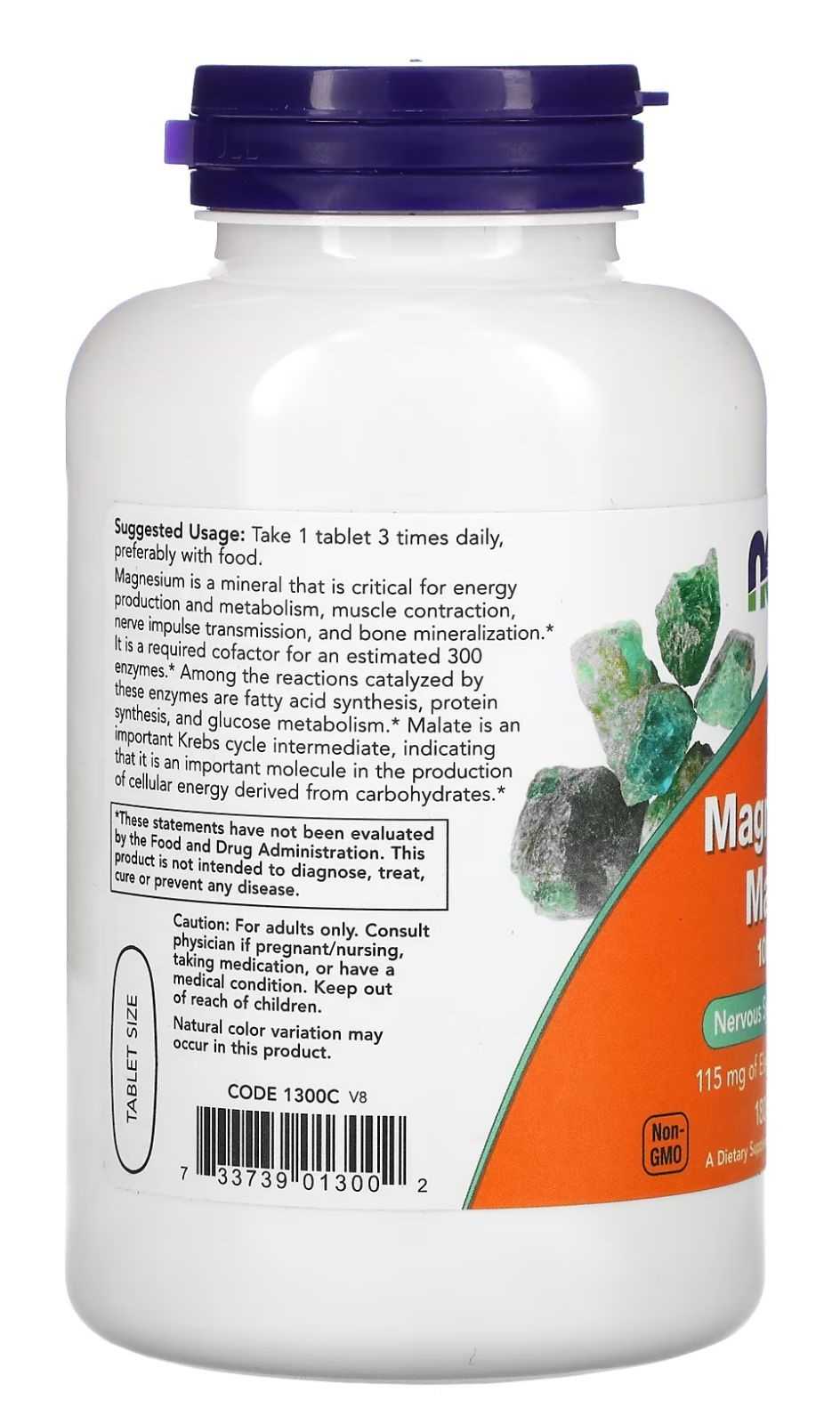 NOW Foods Malato de Magnésio 1000 mg 180 Comprimidos