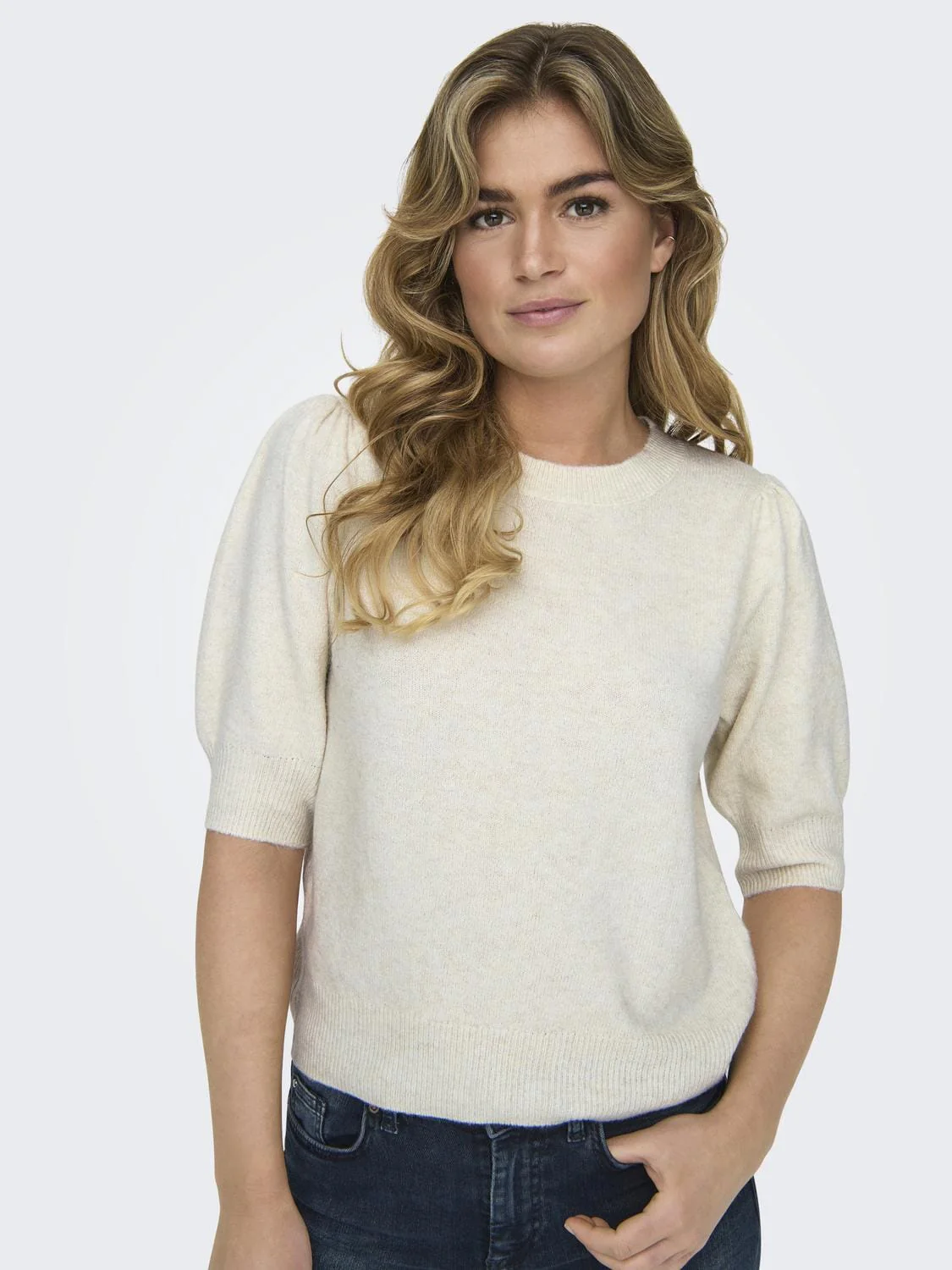 Only Onlrica Life 2/4 Pullover Knt 4456945 birch w melange