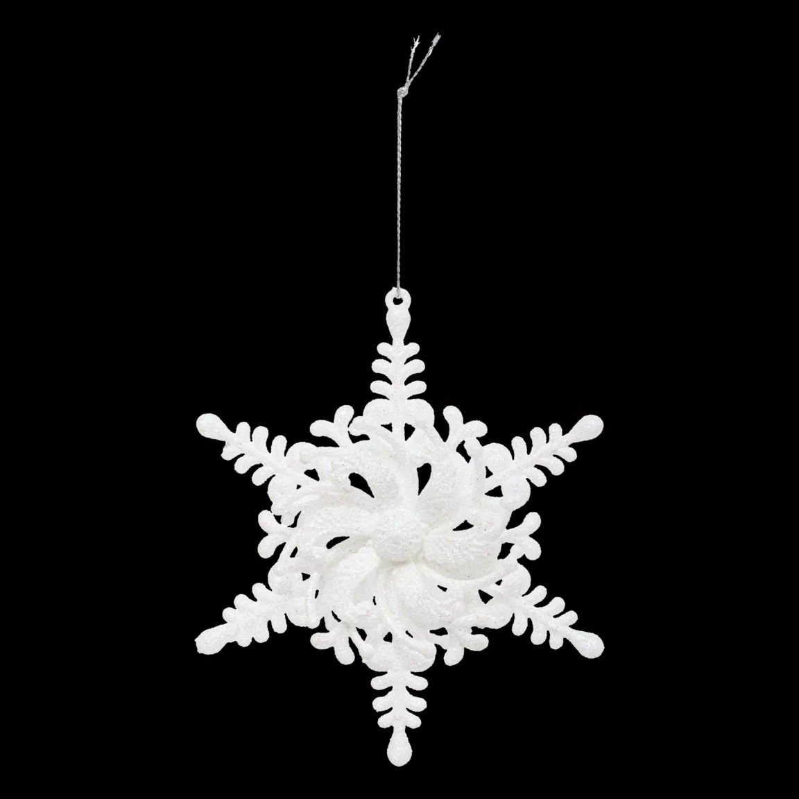 Suspension de Noël (D12 cm) Étoile des neiges Blanc pailleté