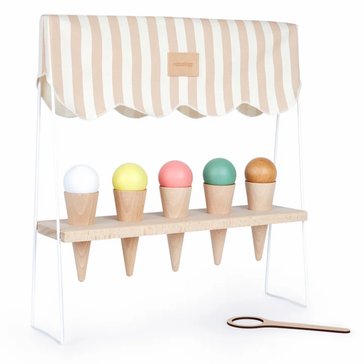 Nobodinoz - Ice Cream Corner Holz-Spielzeug, taupe stripes