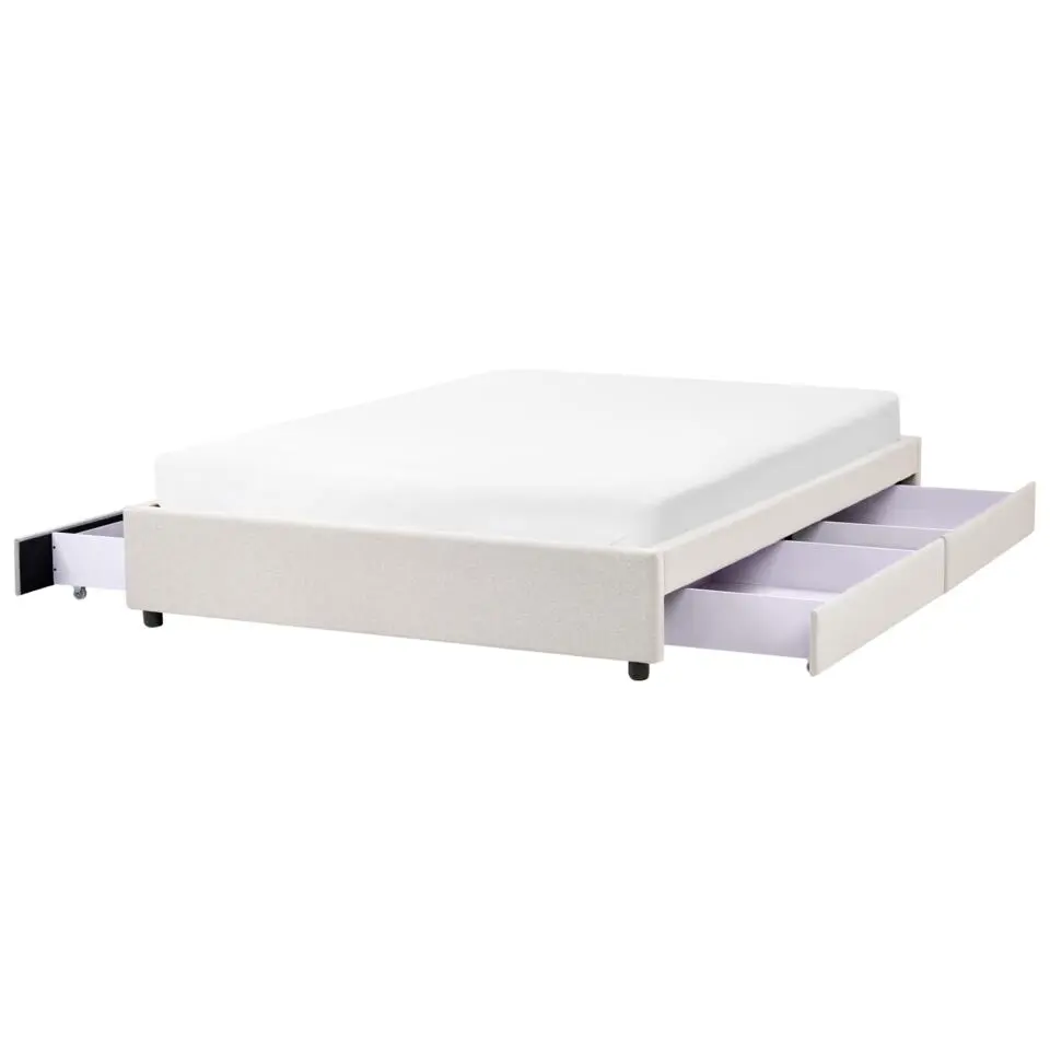 PRADES - Bed met opbergruimte - Lichtbeige - 160 x 200 cm - Polyester