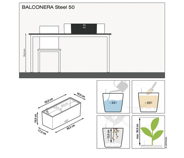 LECHUZA® Edelstahl-Kasten Balconcera Steel,