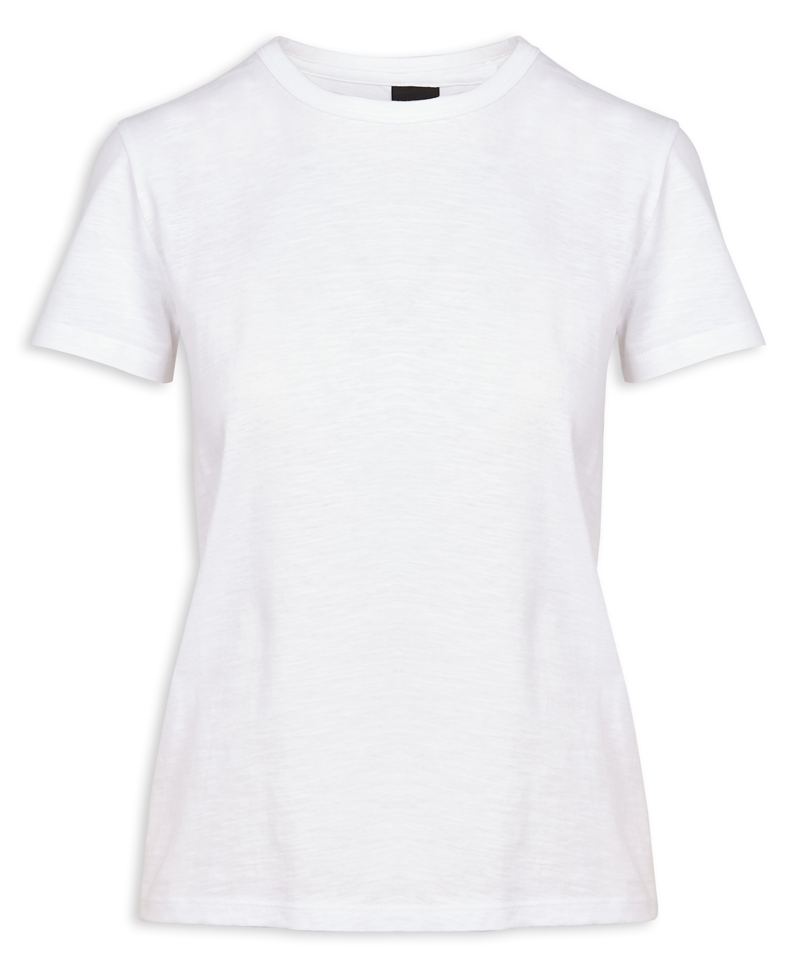 Tee-shirt droit à col rond chiné en coton | Blanc