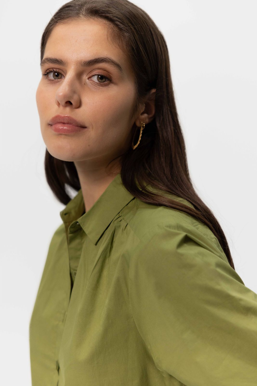 Groene boxy blouse met korte mouwen