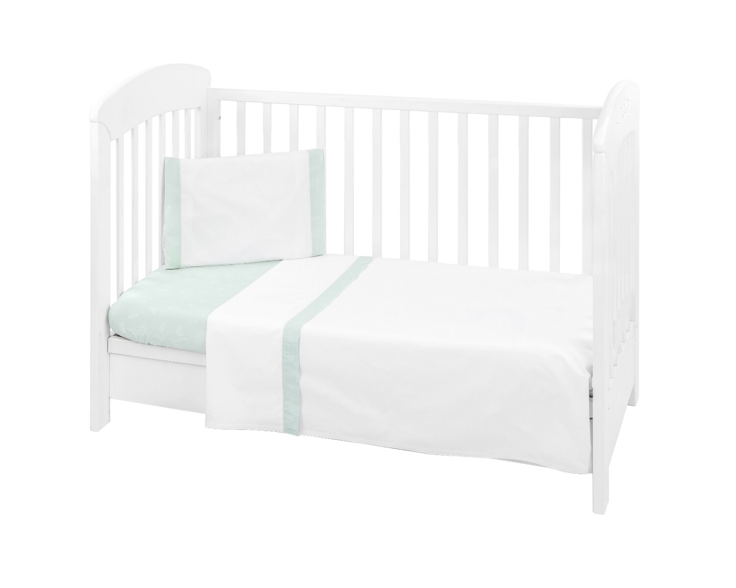 Kikkaboo Babybettwäsche 6-teilig. Decke 135 x 95 cm Laken 140 x 70 cm Nestchen grün