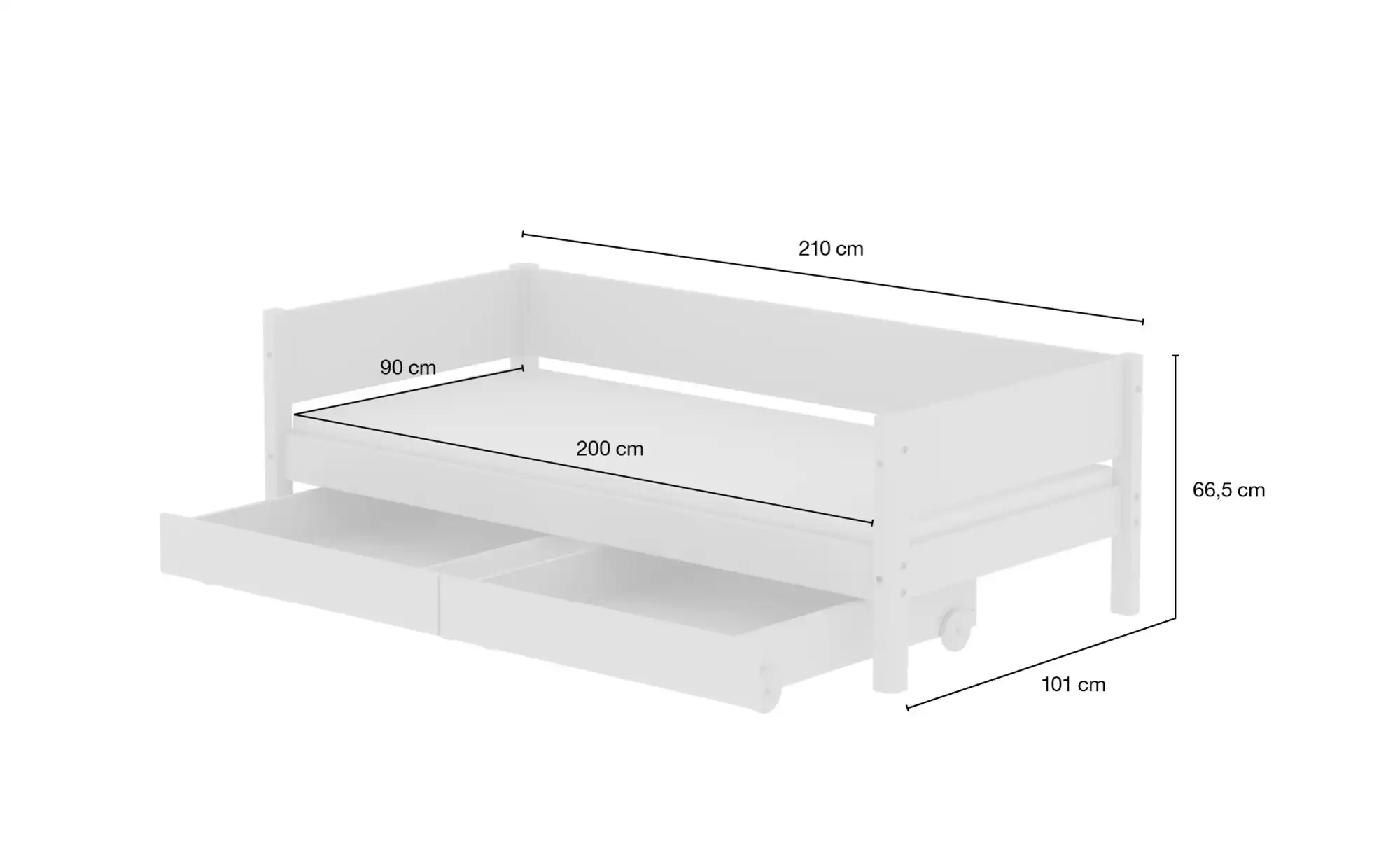 FLEXA Einzelbett mit 2 Schubkästen Flexa White