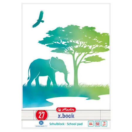 Herlitz Schulblock A4 GREENline 50 Blatt Lineatur 27 Motiv Elefant
