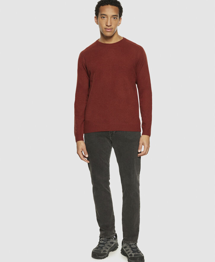 Knowledge Cotton Apparel O-neck wool knit - RWS Fired brick