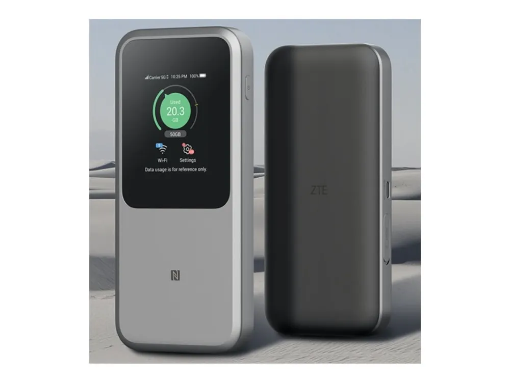 ZTE MU5120, Cellulær netværksmodem, Sort, Wi-Fi 6 (802.11ax), Batteri, 33 W, 159 mm