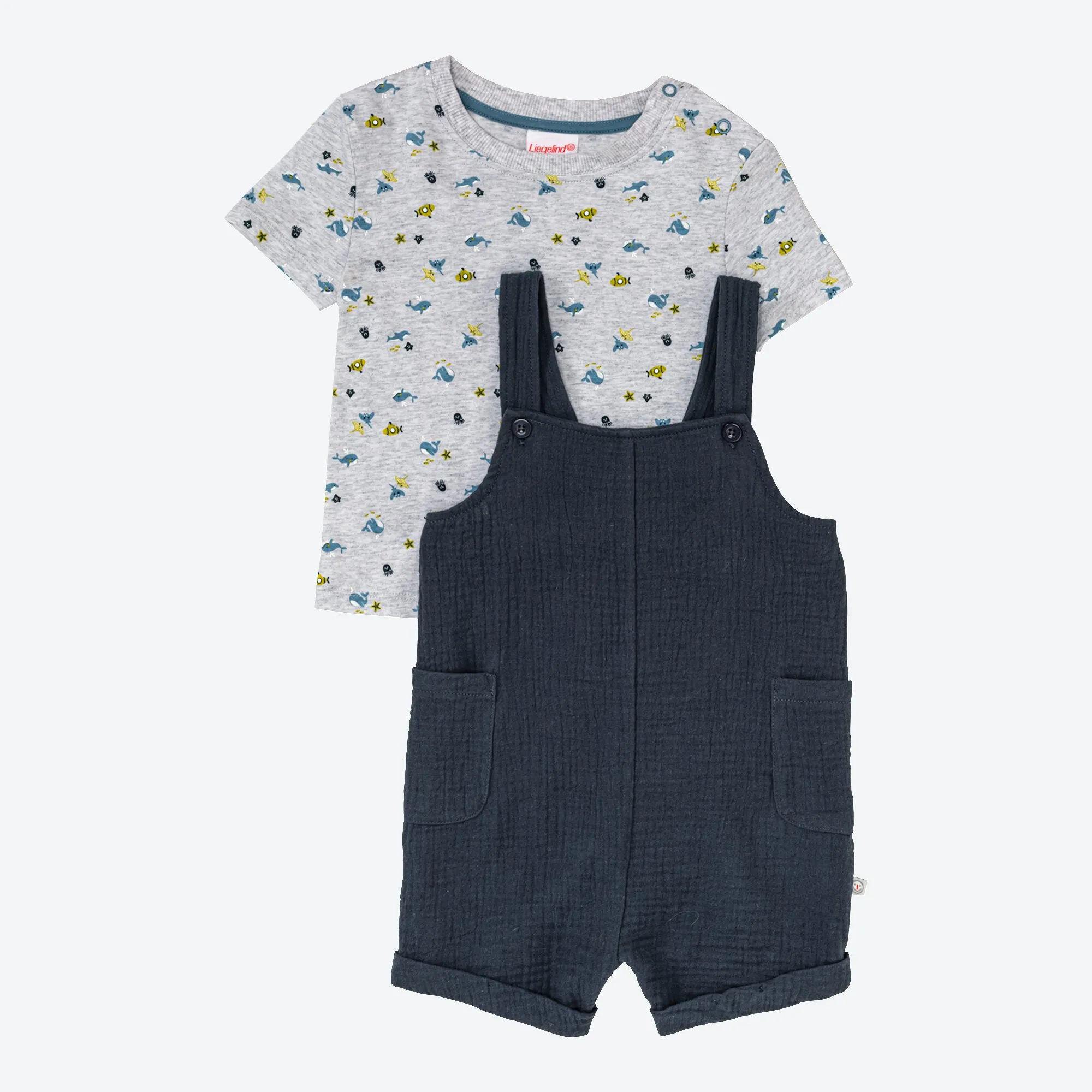 Baby-Jungen-Set in Melange-Optik, 2-teilig