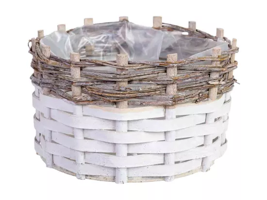 Panier rond en osier gris 26x26x16h cm