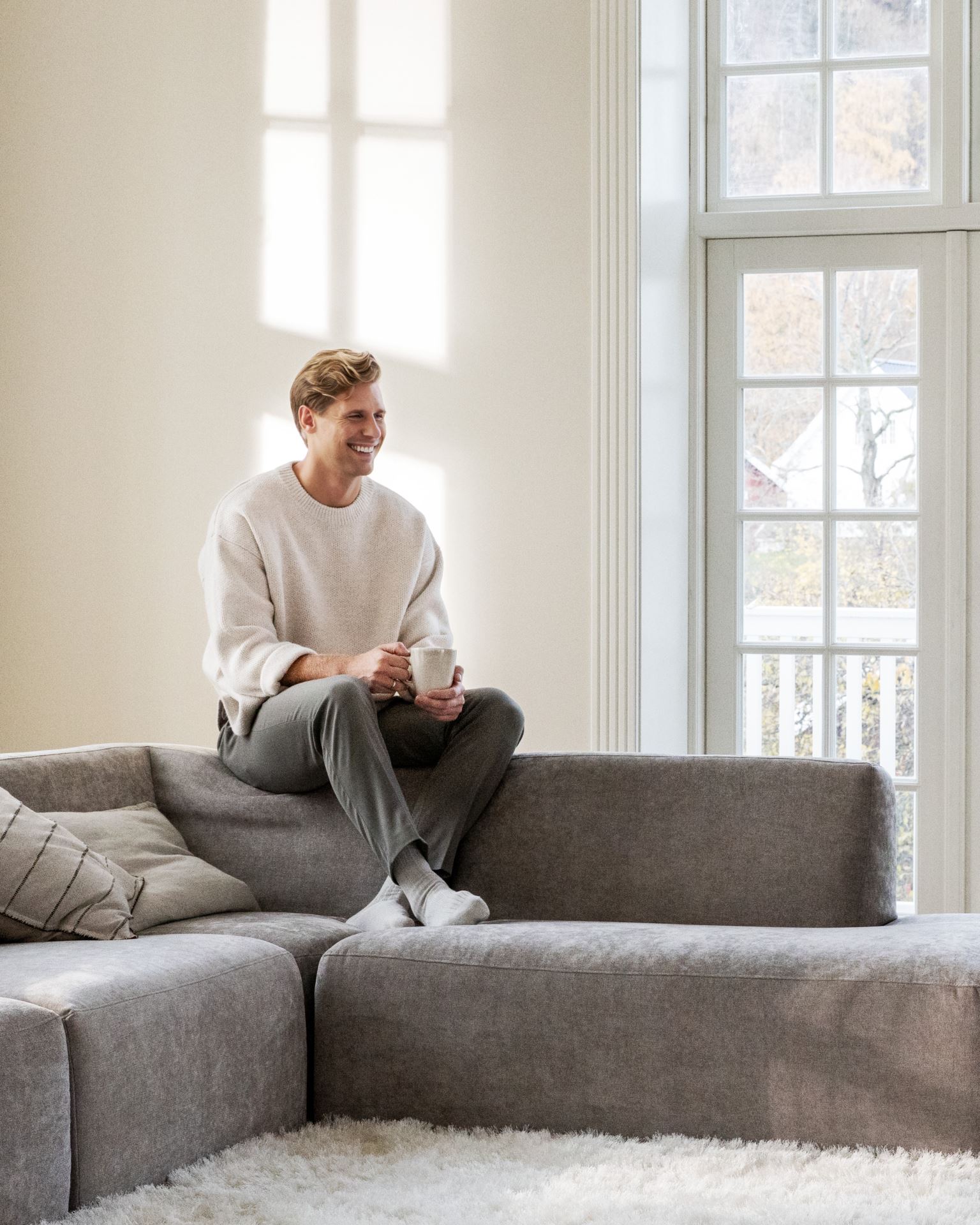 Modulsofa sjeselong høyre grå - 114x154x73 cm