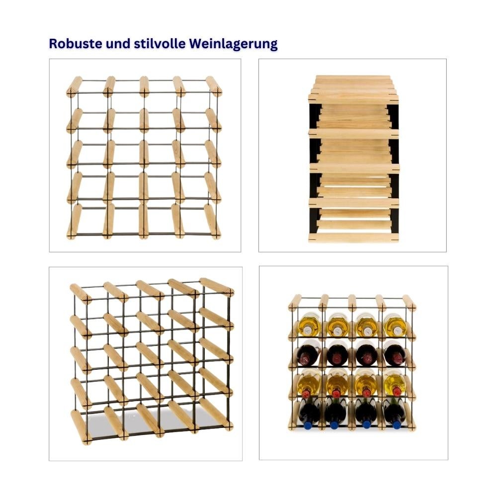 PROREGAL Modulair Wijnrek Vinotega Mod Metaal HxBxD 42,5 x 42,5 x 24,5 cm 4 x 4 Flessen Massief grenenhout Natuurlijk