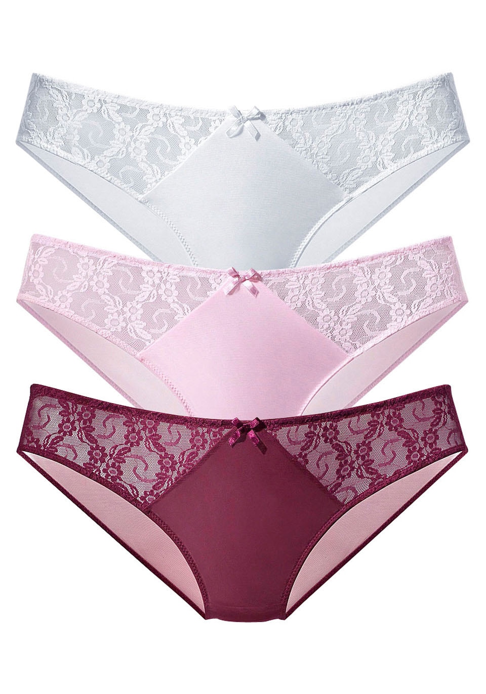 petite fleur Slip 3 Stk. tlg., mit hübschen Spitzeneinsätzen