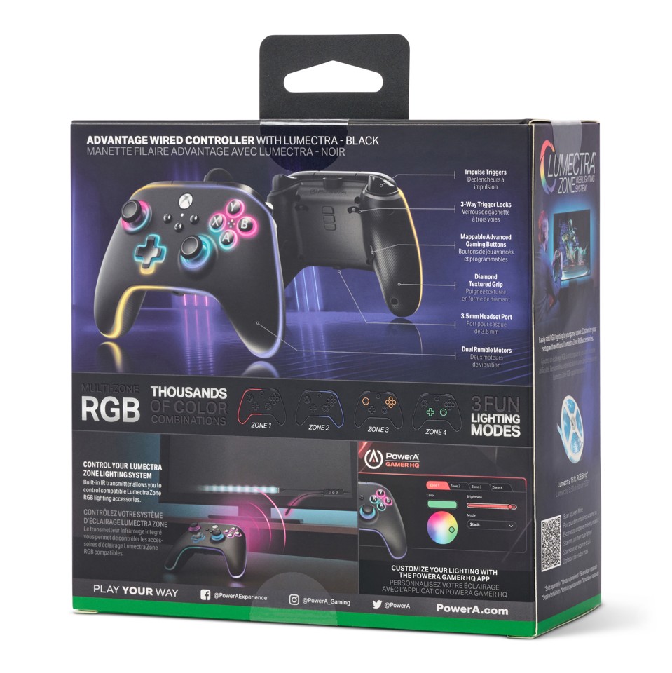 PowerA Advantage Wired Controller - Xbox Series X/S -m/ Lumectra - Black