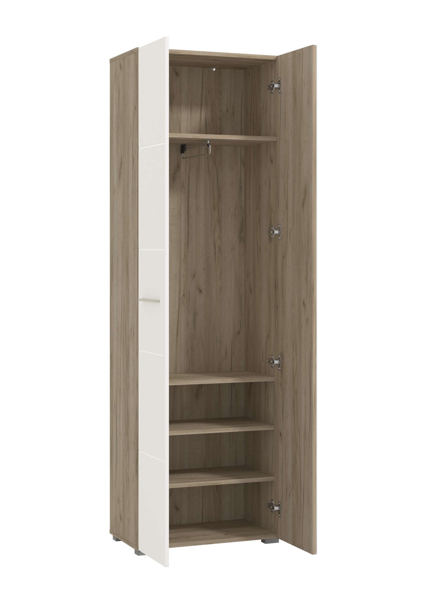 Home affaire Garderobenschrank »Beny Kleiderschrank, Stauraumschrank, Flurschrank, Höhe 193 cm« Hochglanzfronten, Spiegeltür, Breite 60 cm, ausziehbare Kleiderstange
