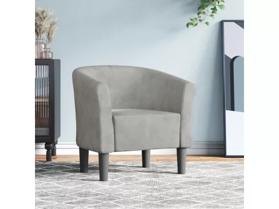 Chaise cabriolet gris clair velours
