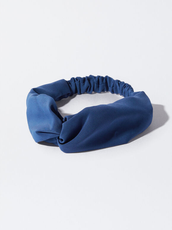 Faixa de cabeça tipo turbante com nó - Azul