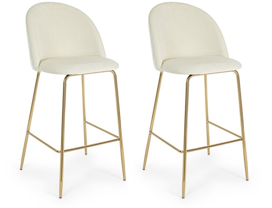 CONCEPT1 - Tabouret de bar Lot de 2 T. Carry velours blanc (Bar)