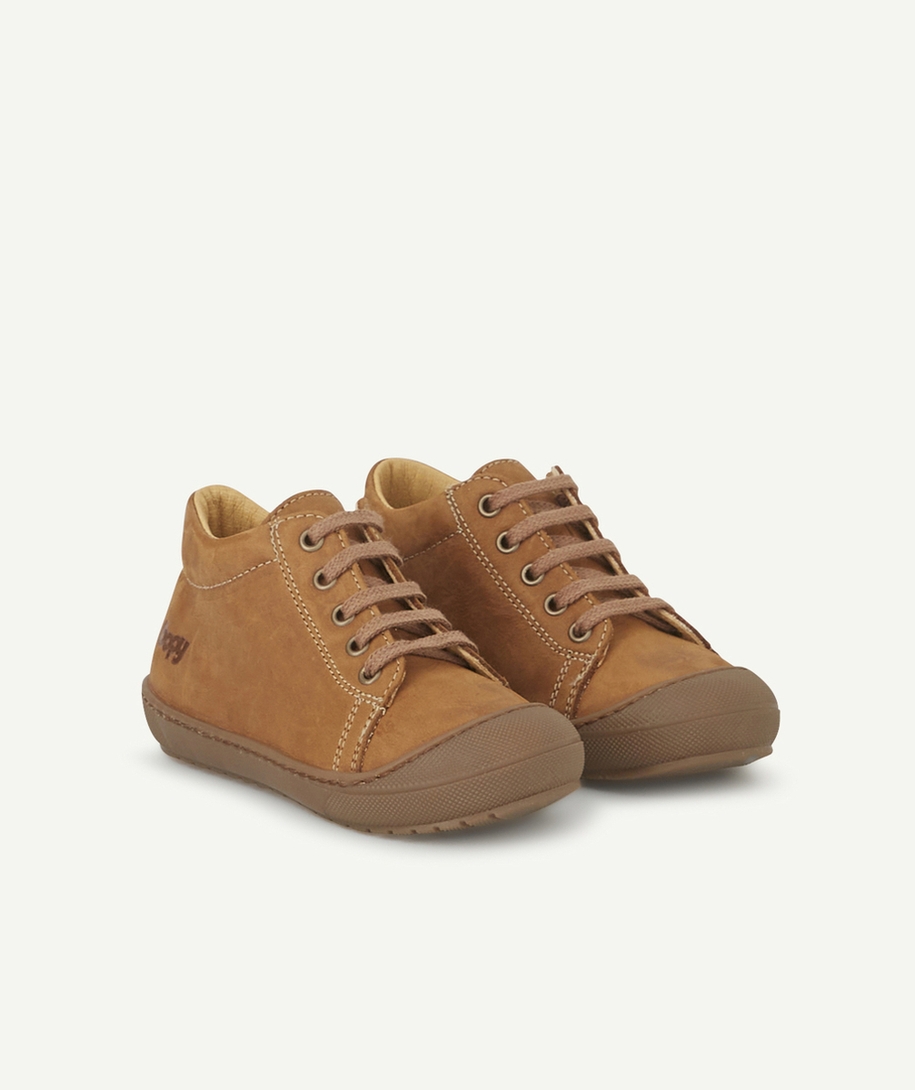 BOPYBOTTINES PREMIER PAS BÉBÉ EN CUIR MARRON AVEC LACETS