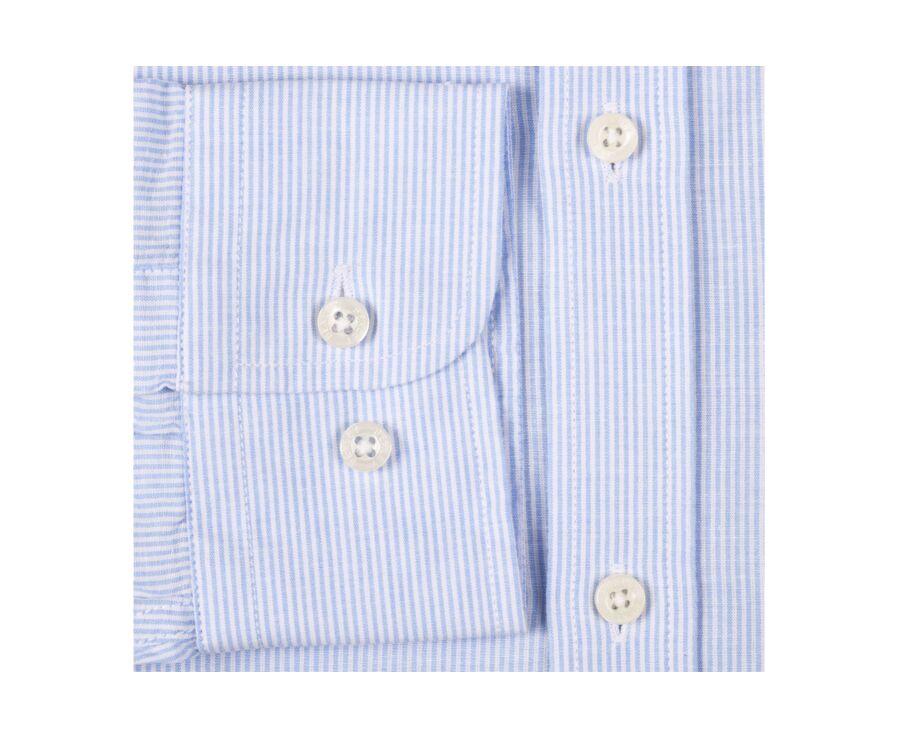 Chemise coton et lin rayée bleu et blanc - CLÉBERT
