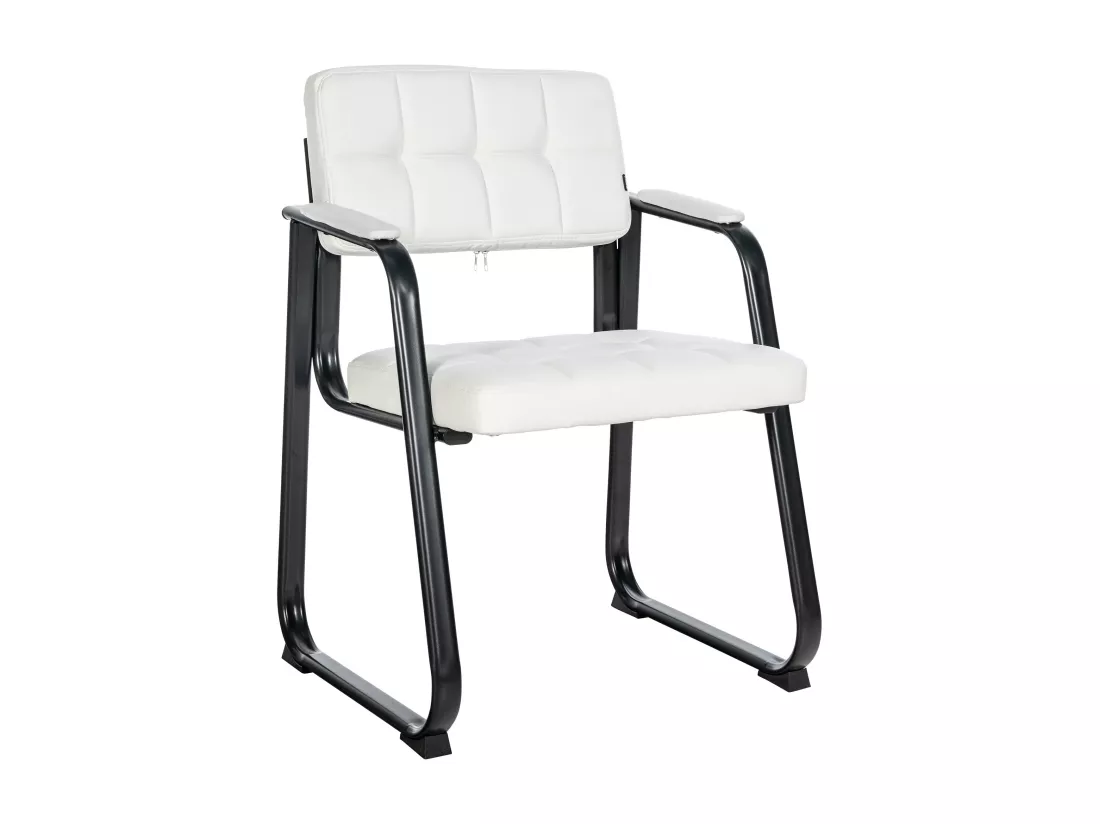 Chaise gondole - Similicuir & Métal noir mat - Blanc - Canada B