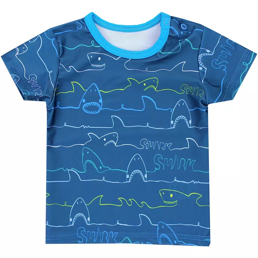 Aquarti Baby Jungen Bade-Set Zweiteiliger Badeanzug T-Shirt Hose blau Modell 1