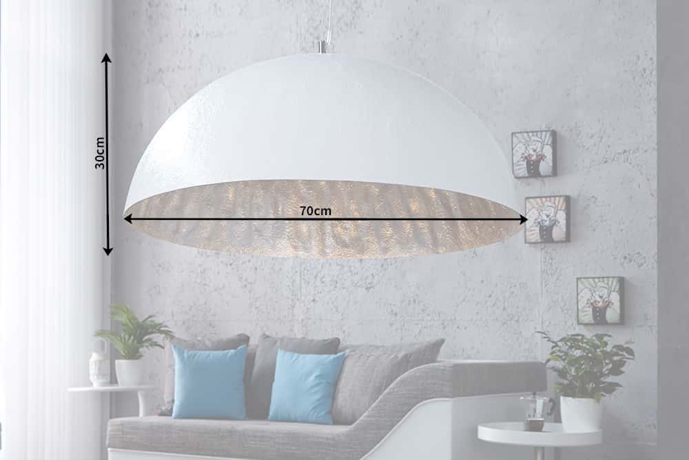 Elegante Design Hängeleuchte GLOW 70cm weiß silber Hängelampe