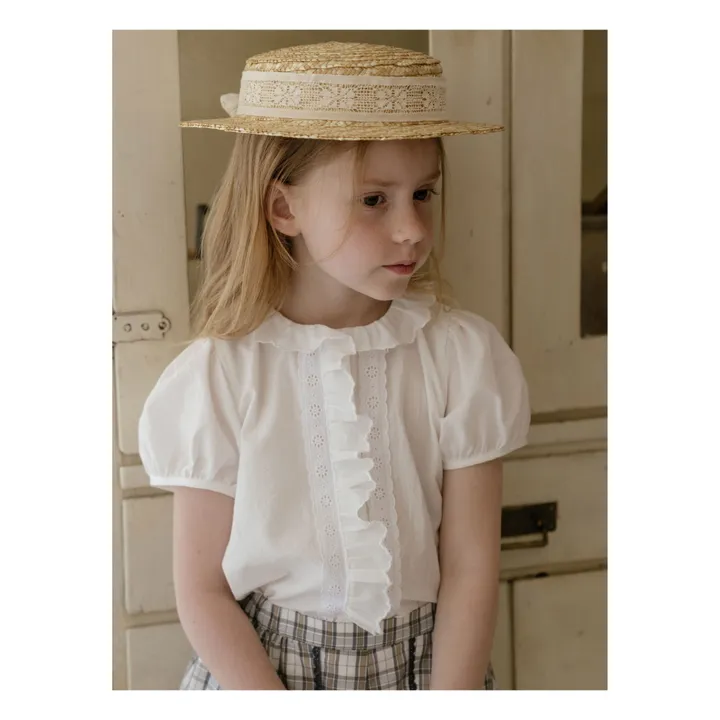 Louisiella Blouse Anise Volants Dentelle  | Blanc