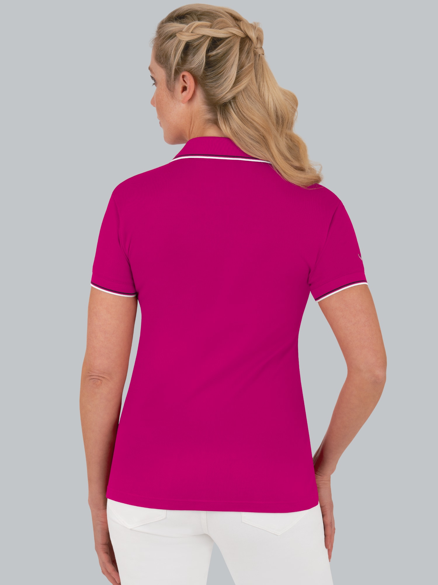 Slim Fit Poloshirt mit langer Knopfleiste Magenta
