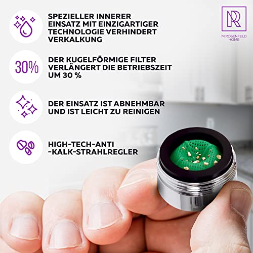 stuks zeer waterbesparende beluchter M24 waterstroom 5 l/min - Hightech antikalk kraanzeef met bolvormig filter - Verchroomde messing beluchter - Opzetbeluchter voor kranen