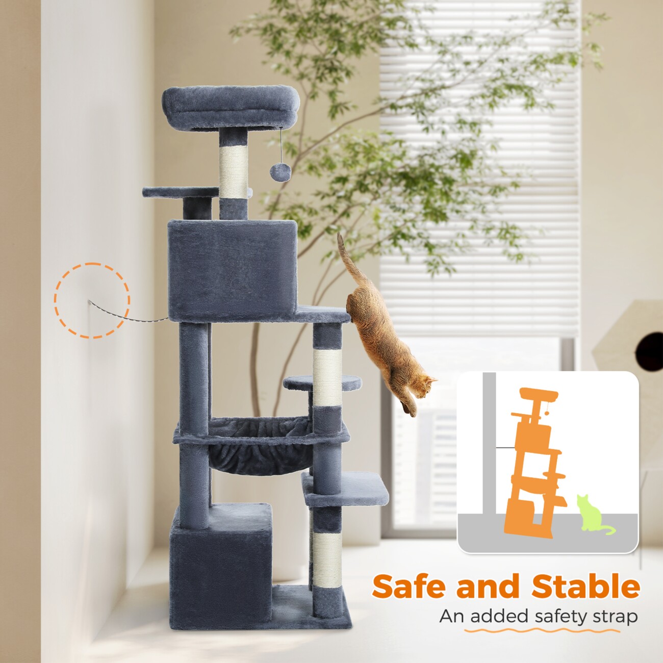 Pawz Road mittelgroßer Katzenbaum 136cm dunkelgrau