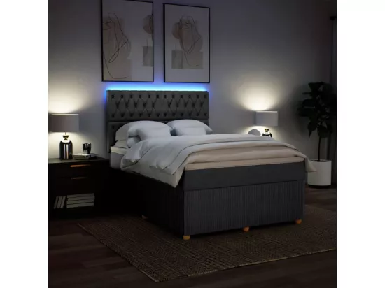 Sommier à lattes de lit avec matelas Gris foncé 140x190cm Tissu
