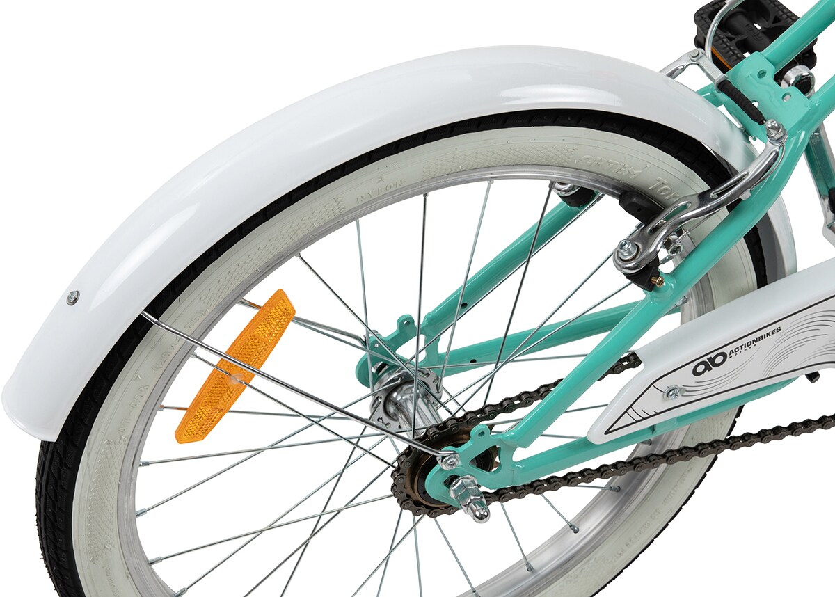 Actionbikes Kinderfahrrad Cruiser 20 Zoll, Rosa/Türkis, verstellbar, Seitenständer, V-Brake-Bremsen (Türkis)