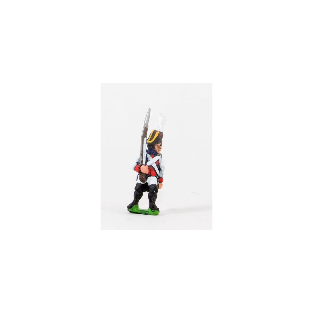 Early Spanish Infantry: Line Fusilier in Long Coat & Bicorne with Musket upright, advancing