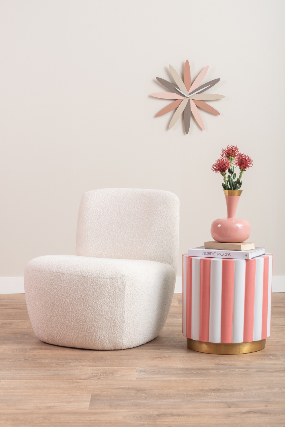 Stool Candy Swirl enamel flamingo pink & white