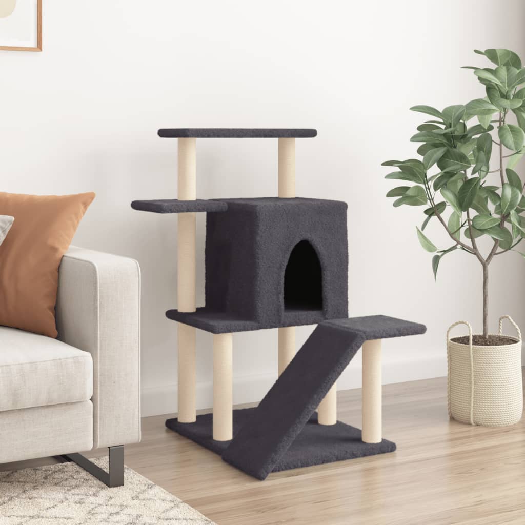 Arranhador para gatos vidaXL com hastes de sisal cinza escuro, 97 cm