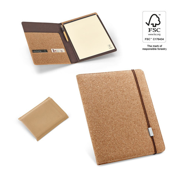 hi!dea 92069 - Porte-documents A4 A4 en liège avec bloc de pages non lignées