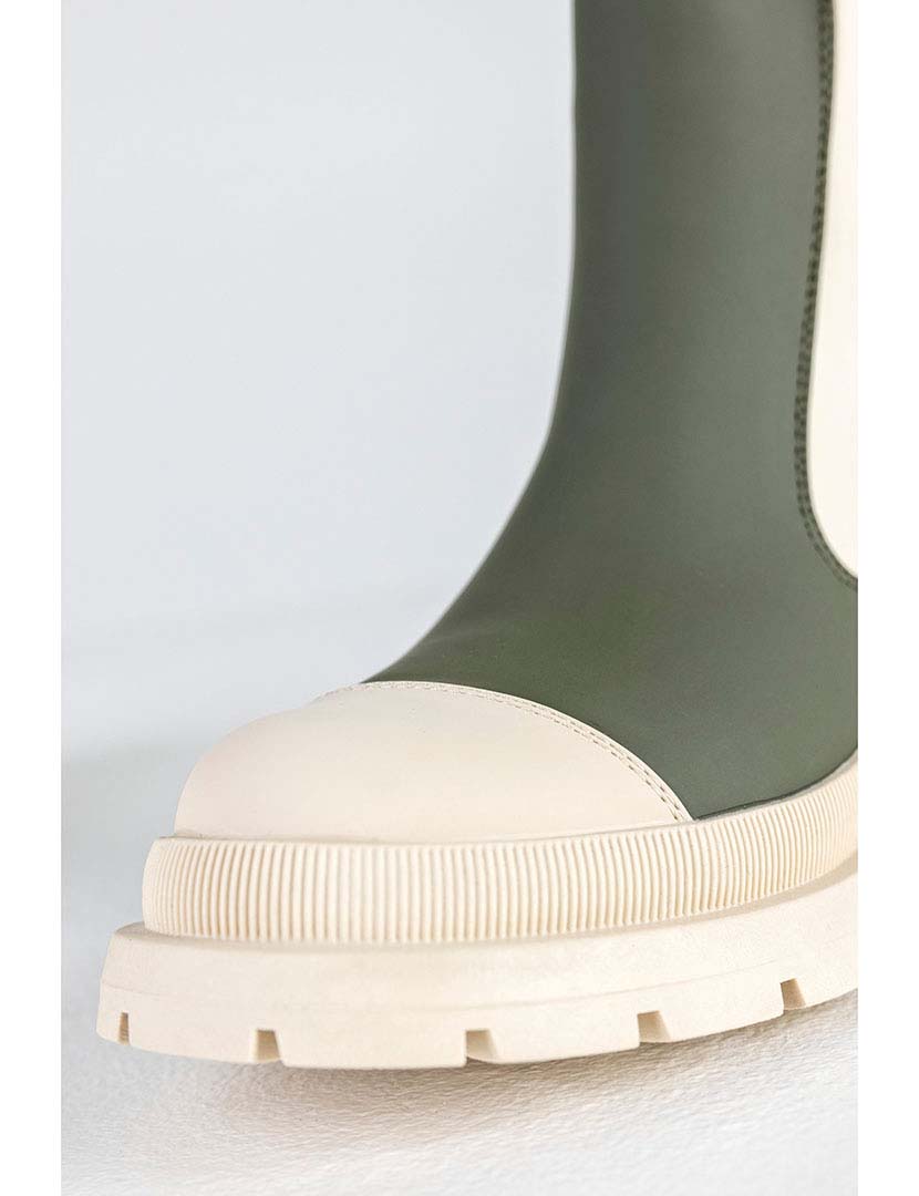 Green and Beige Chelsea Boots