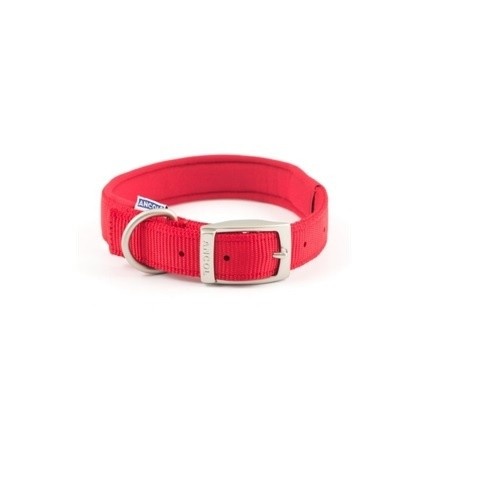 Coleira acolchoada Ancol em nylon vermelho para cães