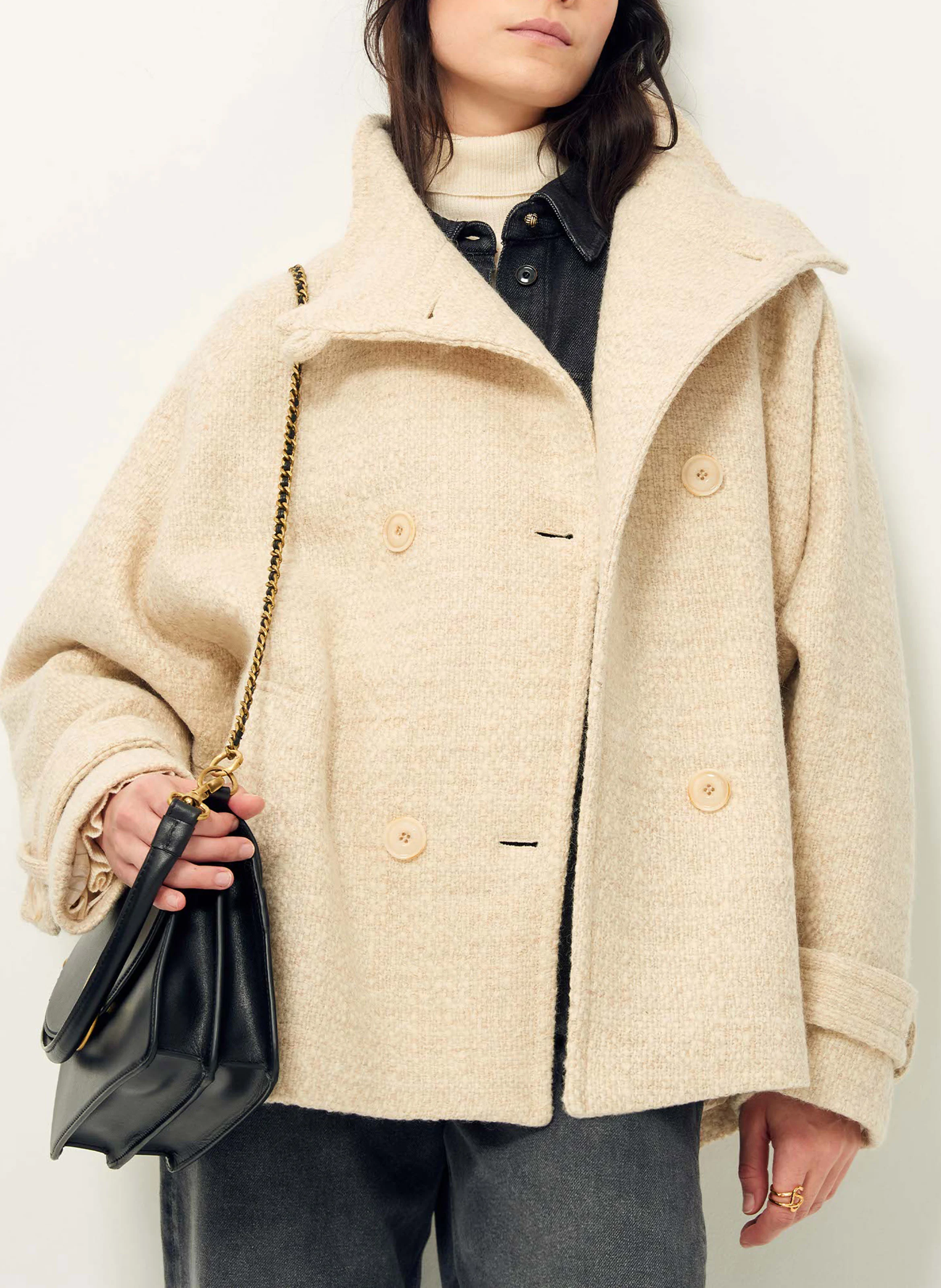 BLEECK - Manteau col montant en laine mélangée | Beige