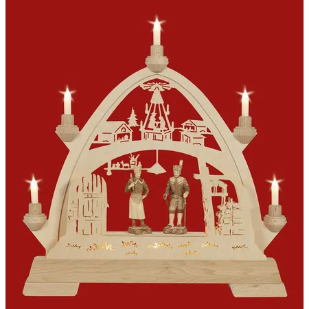 Taulin Schwibbogen Weihnachststube Bergmänner gebeizt