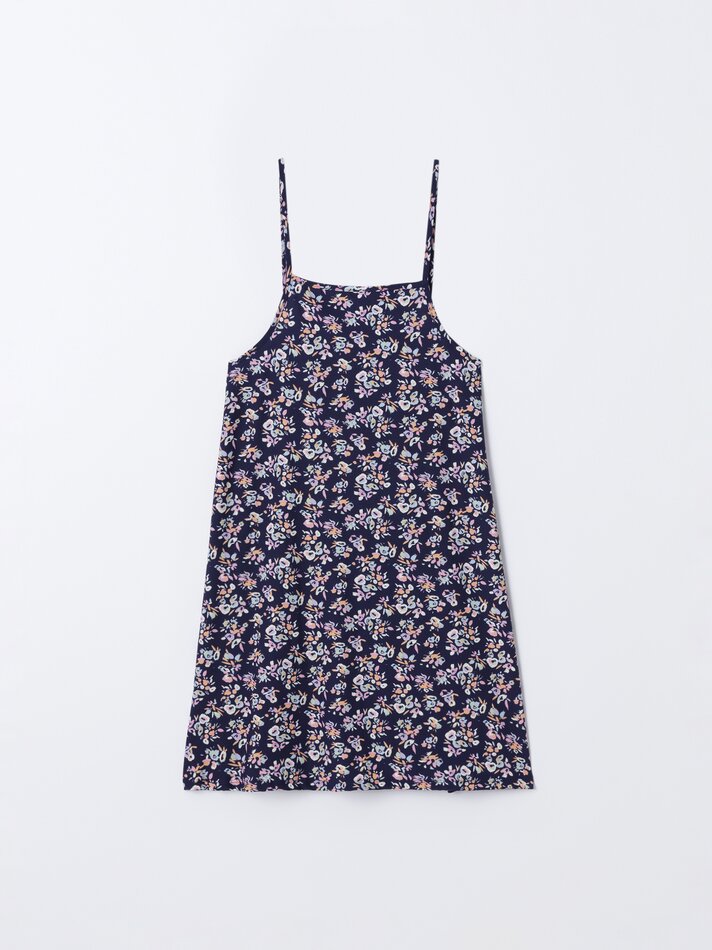 Vestido curto de alças finas - Azul/índigo