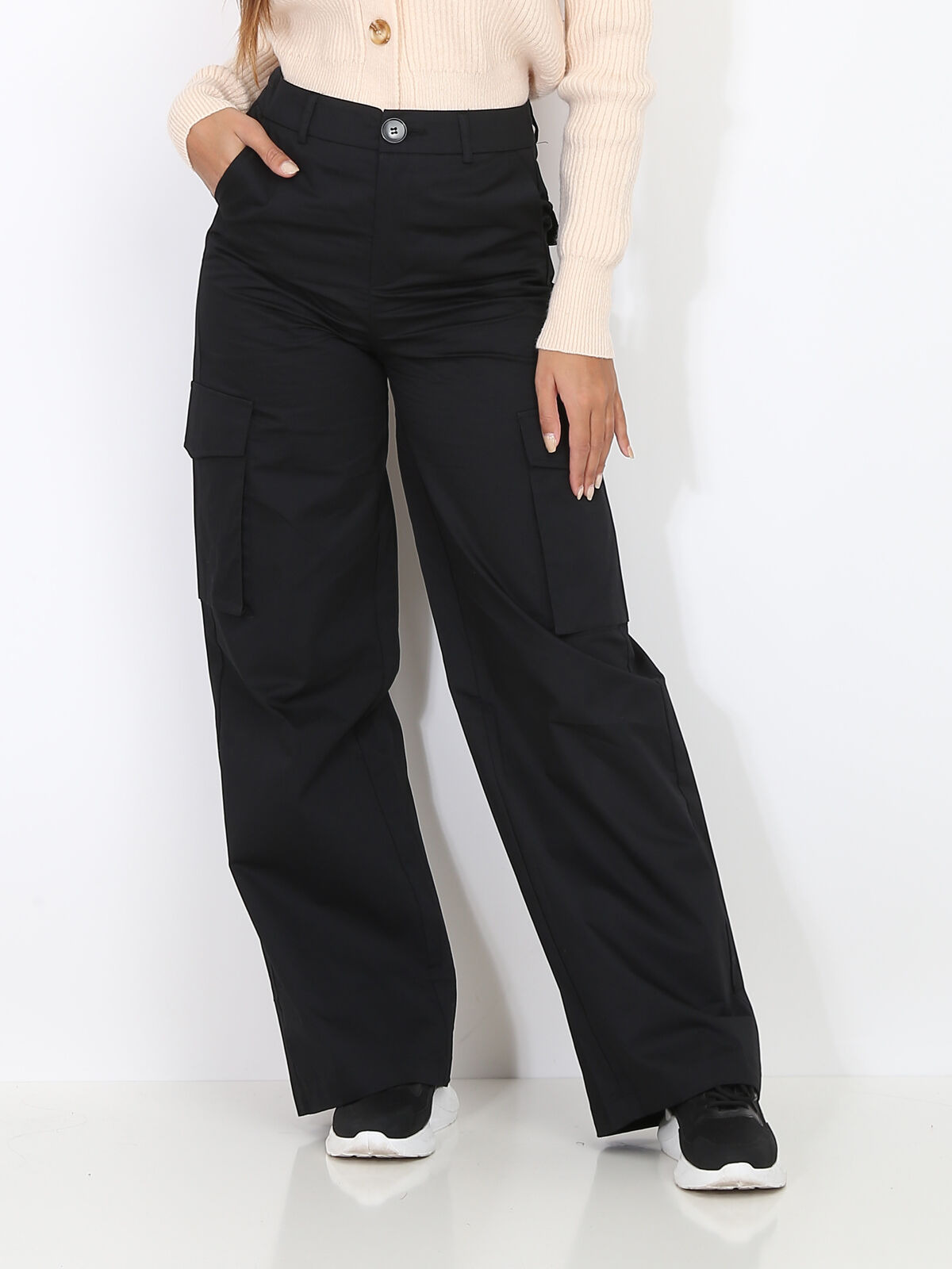Pantalon cargo ample- Noir