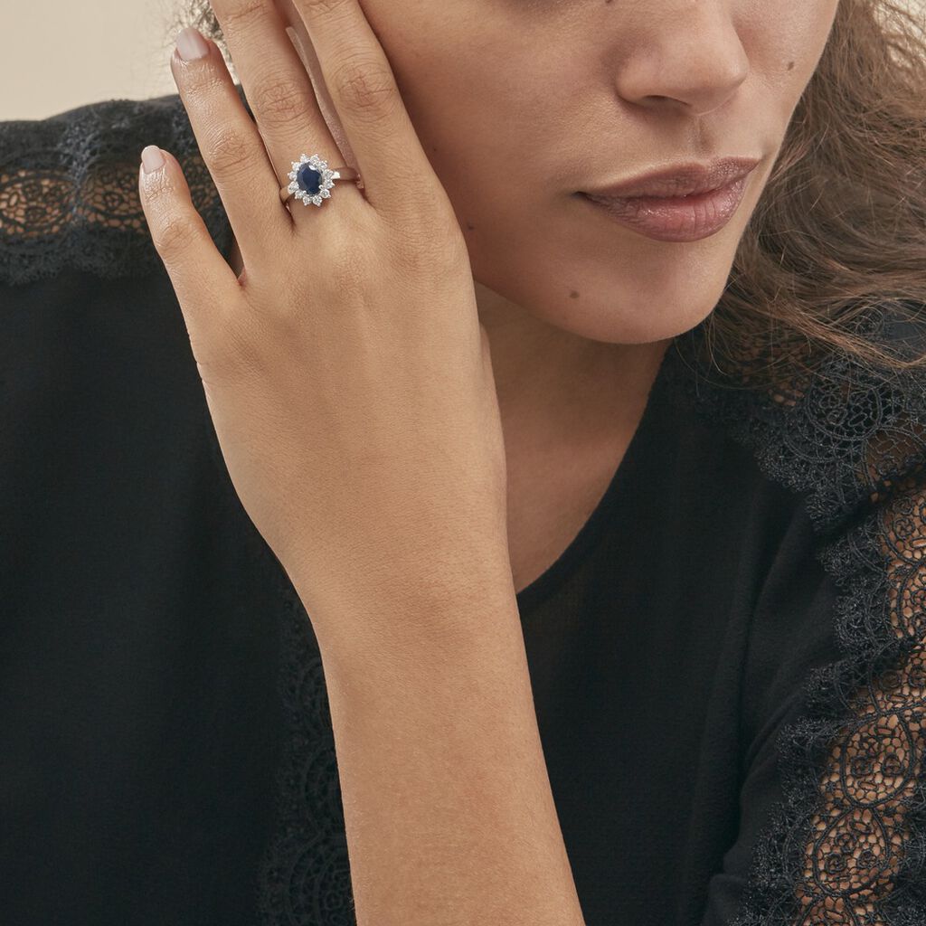 Bague Vladimir Or Blanc Saphir Et Diamant