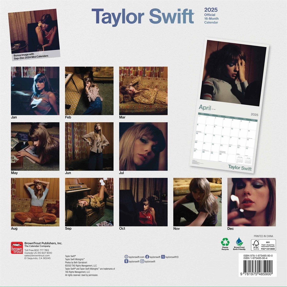 Plenty Gifts kalender taylor swift 30 x 30 x 0,5 cm