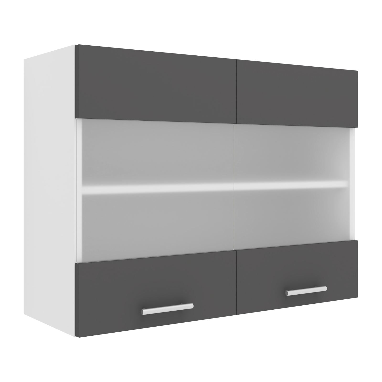 Glas-Hängeschrank ESILO - weiß - anthrazit - 80 cm