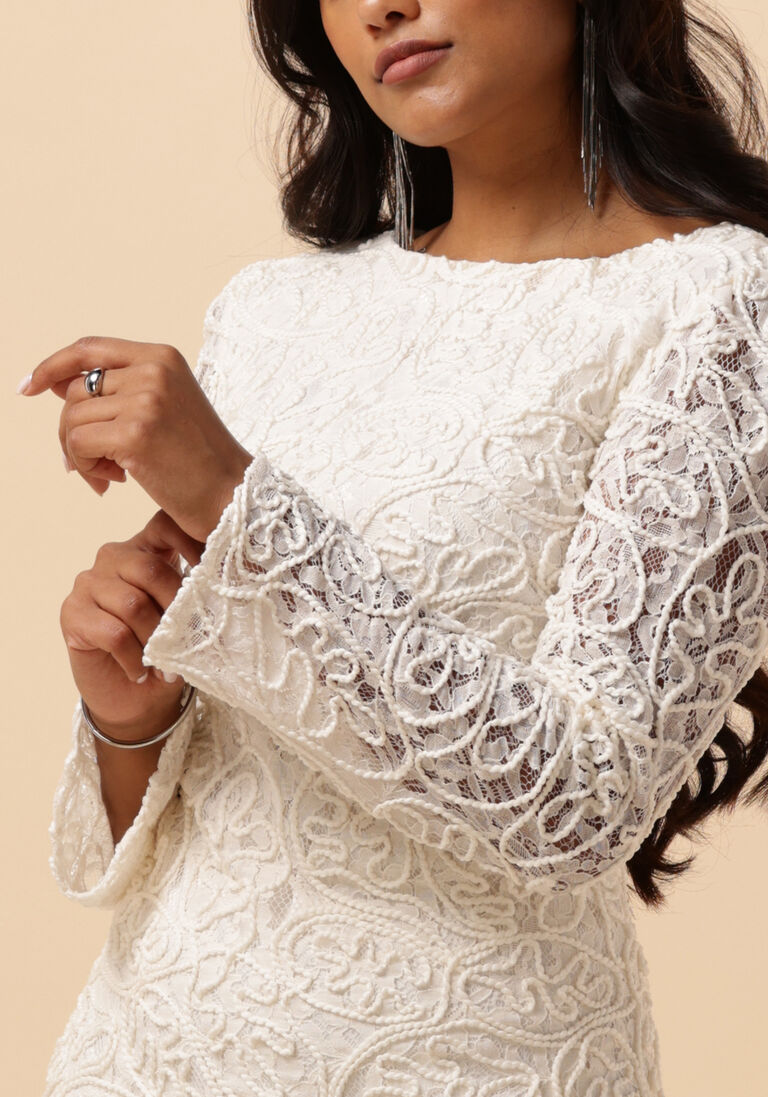 Y.A.S. ecru y.a.s.  yasleonor ls lace dress-celeb